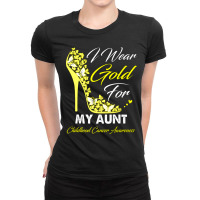 Butterfly I Wear Gold For My Aunt Childhood Cancer Warrior Ladies Fitted T-shirt | Artistshot