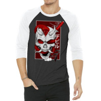 Japanese Demon Face Skull Devil With Snake Katana Nippon Art T Shirt 3/4 Sleeve Shirt | Artistshot