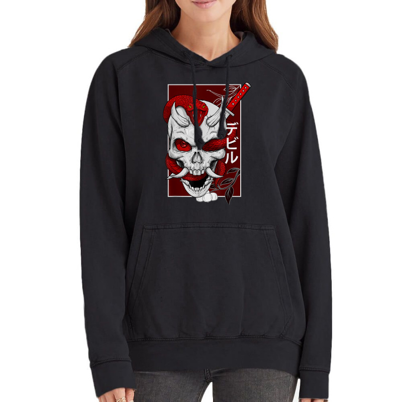 Japanese Demon Face Skull Devil With Snake Katana Nippon Art T Shirt Vintage Hoodie by vorgasofaguiarb | Artistshot