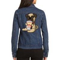 Pug Eating Instant Ramen Noodles Dog T Shirt Ladies Denim Jacket | Artistshot