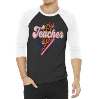 Leopard Teacher Shirt Teacher Lightning Bolt Back To School T Shirt 3/4 Sleeve Shirt | Artistshot