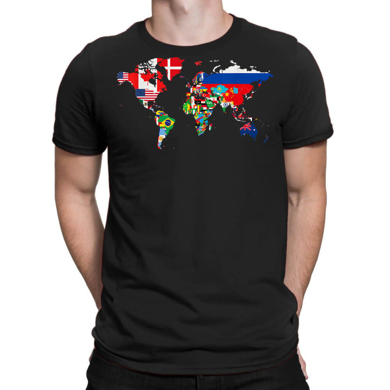 International World Flags T Shirt Flags World Map For Kids T Shirt T-shirt | Artistshot