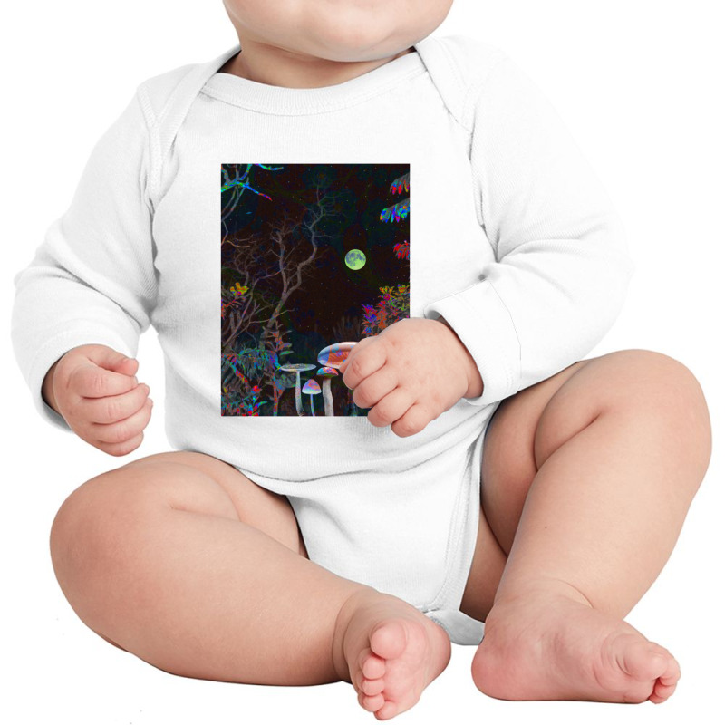 Night Silence Psychedelic Trippy Cool Design Mushroom Long Sleeve Baby Bodysuit by nbobatiga | Artistshot