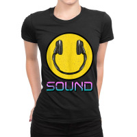 Sound Music I Love The 90's Dj Headphones Smile Face Headset Day Gift Ladies Fitted T-shirt | Artistshot