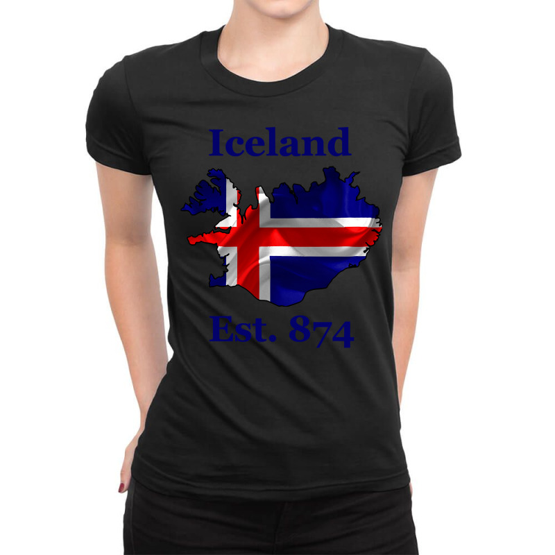 Iceland Flag Est. 874   Nordic Viking Pride Pullover Hoodie Ladies Fitted T-Shirt by crudobdorrellat | Artistshot