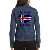 Iceland Flag Est. 874   Nordic Viking Pride Pullover Hoodie Ladies Denim Jacket | Artistshot