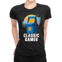 Classic Gamer Geek Video Game Player Arcade Gaming T Shirt Ladies Fitted T-shirt | Artistshot