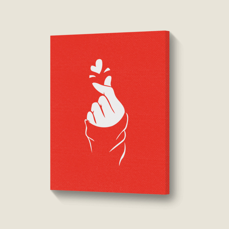 Korean Finger Heart   Love Portrait Canvas Print | Artistshot