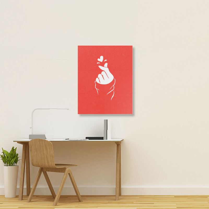 Korean Finger Heart   Love Portrait Canvas Print | Artistshot