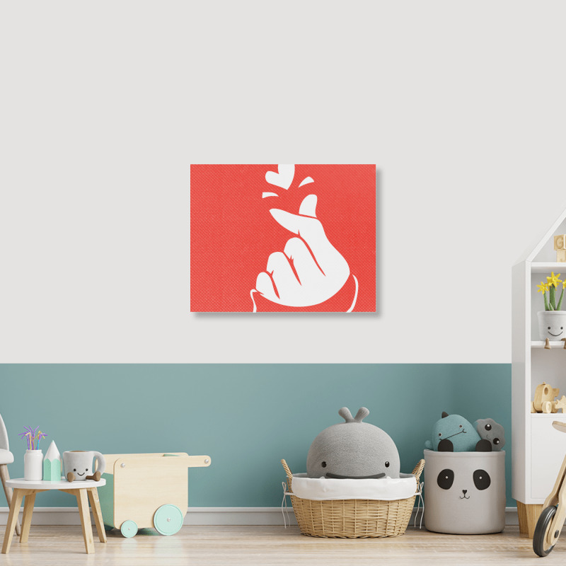 Korean Finger Heart   Love Landscape Canvas Print | Artistshot