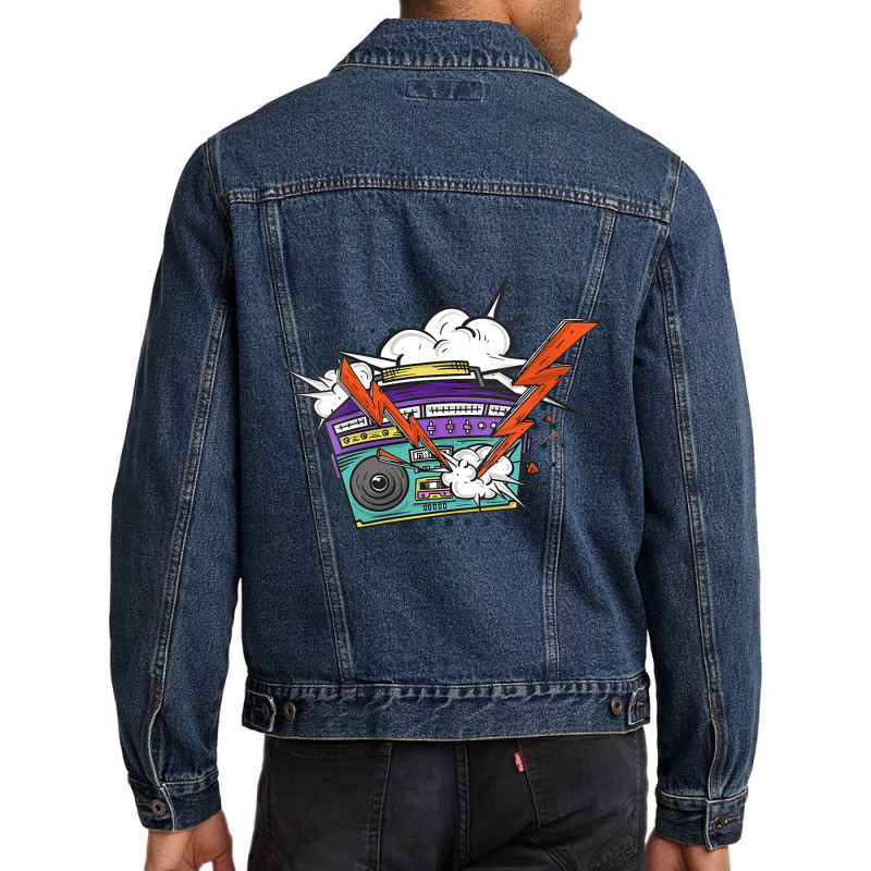 Womens Techno Boombox Skater 80s 90s Synthesizer Music Techno Mens Wom Men Denim Jacket | Artistshot