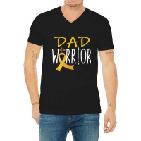 Childhood Cancer Awareness Dad Of A Warrior V-neck Tee | Artistshot