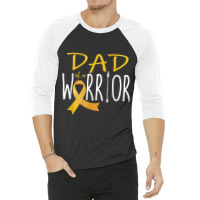 Childhood Cancer Awareness Dad Of A Warrior 3/4 Sleeve Shirt | Artistshot