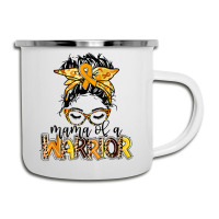 Childhood Cancer Awareness Mama Of A Warrior Gold Ribbon Camper Cup | Artistshot