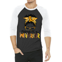 Childhood Cancer Awareness Mama Of A Warrior Gold Ribbon 3/4 Sleeve Shirt | Artistshot