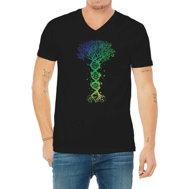 Dna Tree T  Shirt D N A Tree Of Life Genetics Colorful Biology Science V-Neck Tee by forgetfulexisting | Artistshot