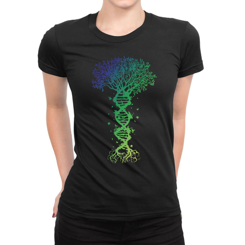 Dna Tree T  Shirt D N A Tree Of Life Genetics Colorful Biology Science Ladies Fitted T-Shirt by forgetfulexisting | Artistshot