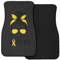 Childhood Cancer  Awareness Mom Of A Warrior Messy Bun Front Car Mat | Artistshot