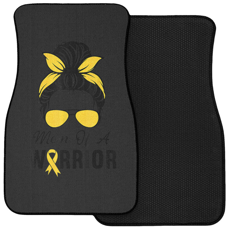 Childhood Cancer  Awareness Mom Of A Warrior Messy Bun Front Car Mat | Artistshot