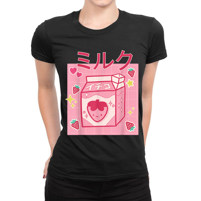 Cute Kawaii Womens Japanese Otaku Anime Strawberry Milkshake Ladies Fitted T-Shirt by MarquesDesign | Artistshot