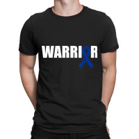 Colon Cancer Warrior Dark Blue Awareness Ribbon T-shirt | Artistshot