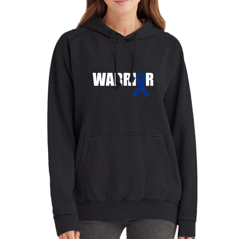 Colon Cancer Warrior Dark Blue Awareness Ribbon Vintage Hoodie | Artistshot