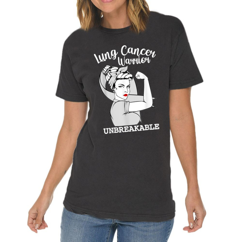 Lung Cancer Warrior Unbreakable Strong Women Awareness Vintage T-shirt | Artistshot