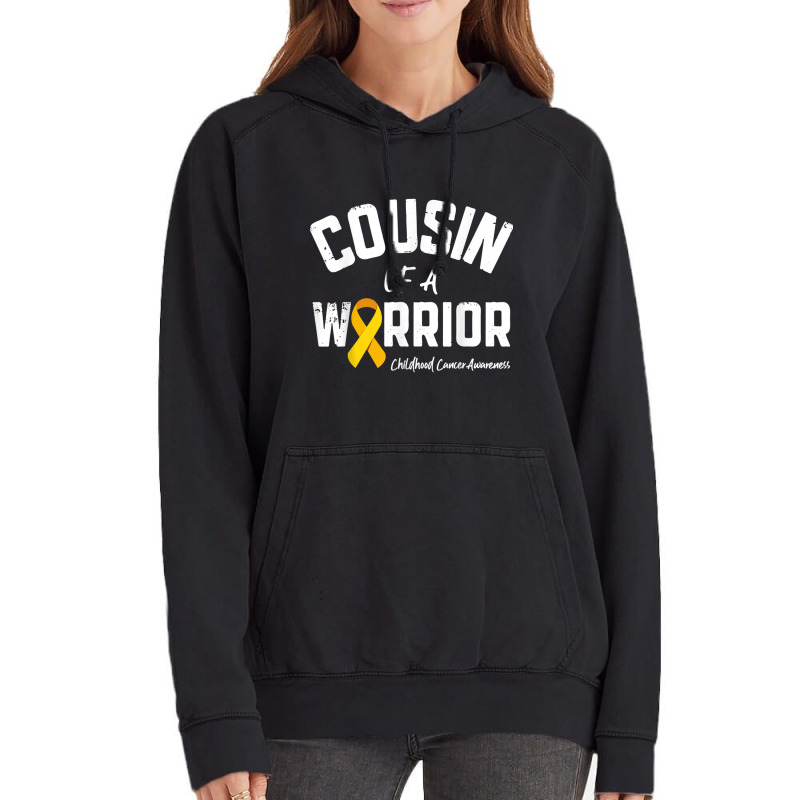 Cousin Of A Warrior Childhood Cancer Awareness Gifts Ribbon Vintage Hoodie | Artistshot