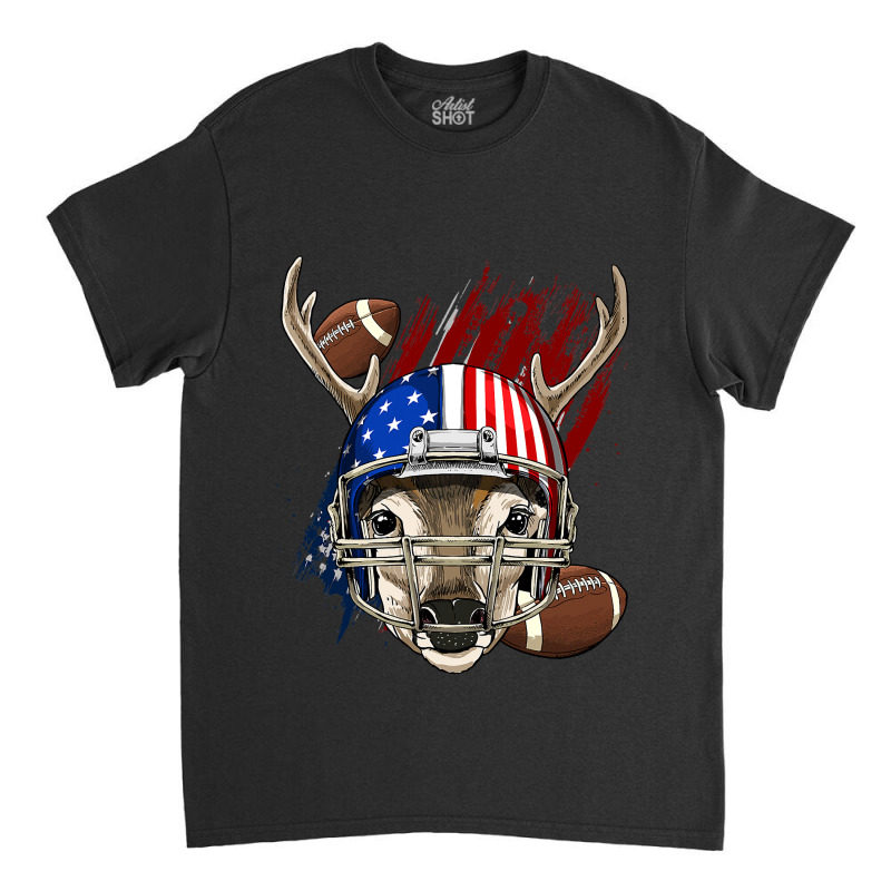 American Football Player Deer Patriotic Animal Deer Hunter Classic T-shirt by peafowl | Artistshot