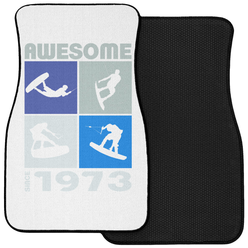 Awesome Since 1973. Wakeboard Lifestyle Long Sleeve T Shirt Front Car Mat | Artistshot