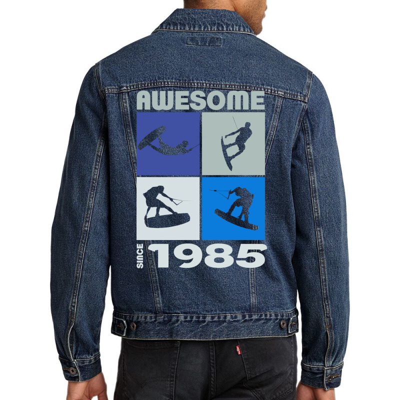 Awesome Since 1985. Wakeboard Lifestyle Long Sleeve T Shirt Men Denim Jacket | Artistshot