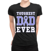 Mens Toughest Dad Ever  Esophageal Cancer Awareness Ribbon Ladies Fitted T-shirt | Artistshot