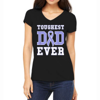 Mens Toughest Dad Ever  Esophageal Cancer Awareness Ribbon Women's V-neck T-shirt | Artistshot