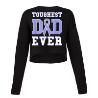 Mens Toughest Dad Ever  Esophageal Cancer Awareness Ribbon Cropped Sweater | Artistshot