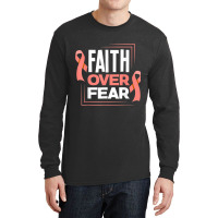 Faith Fear Peach Ribbon Endometrial Cancer Awareness Long Sleeve Shirts | Artistshot