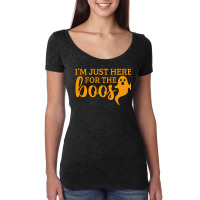 Halloween T  Shirti´m Just Here For The Boos Ghost Orange Color Text Women's Triblend Scoop T-shirt | Artistshot