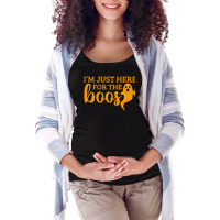 Halloween T  Shirti´m Just Here For The Boos Ghost Orange Color Text Maternity Scoop Neck T-shirt | Artistshot