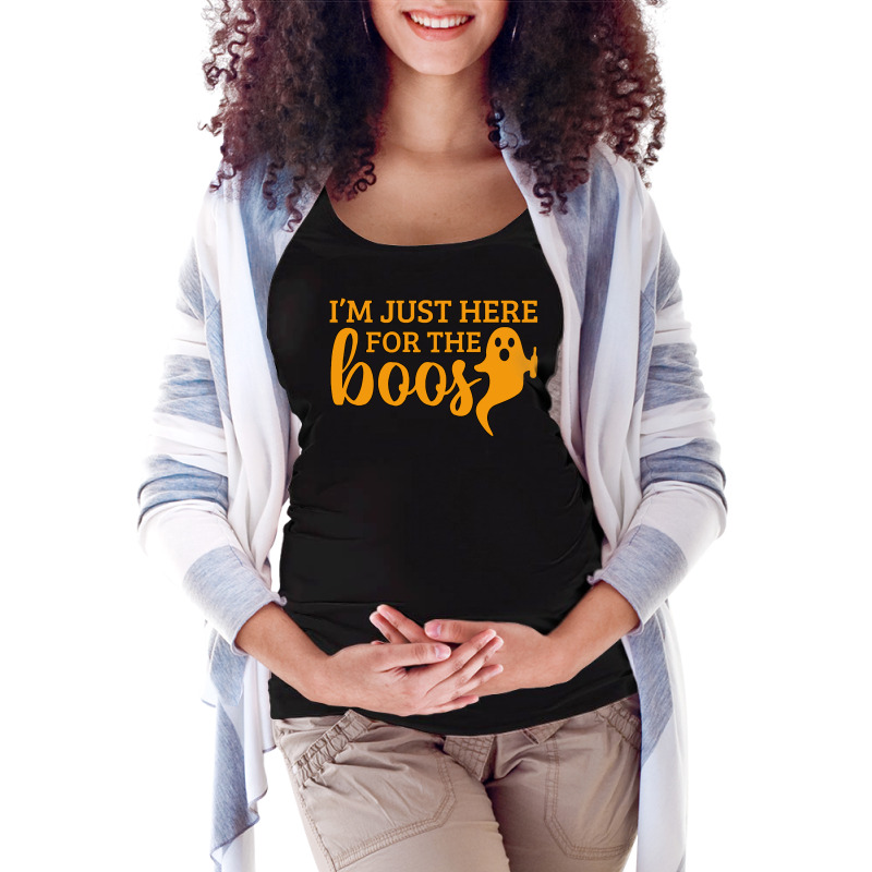 Halloween T  Shirti´m Just Here For The Boos Ghost Orange Color Text Maternity Scoop Neck T-shirt by simplisticgive | Artistshot