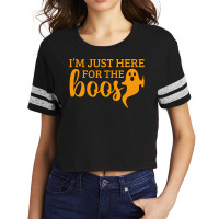 Halloween T  Shirti´m Just Here For The Boos Ghost Orange Color Text Scorecard Crop Tee | Artistshot