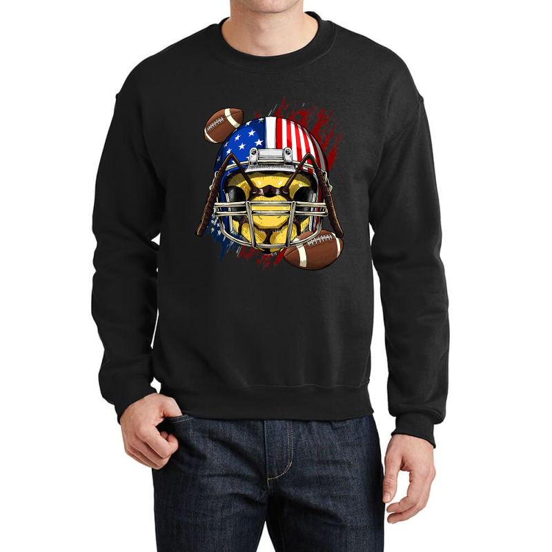 American Football Player Bee Patriotic 4th Of July Bee Lover Crewneck Sweatshirt by peafowl | Artistshot