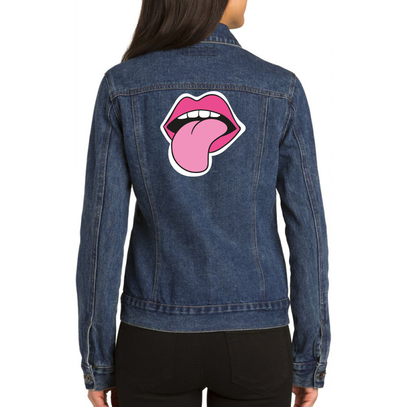 Mouth Tongue Lip Ladies Denim Jacket by cara_style | Artistshot