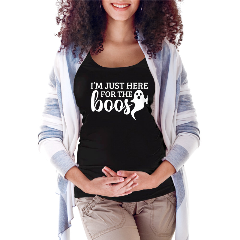 Halloween T  Shirti´m Just Here For The Boos Ghost White Stroke Text Maternity Scoop Neck T-shirt by simplisticgive | Artistshot