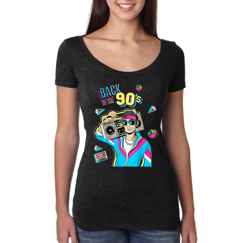 Retro Back To 90's Novelty Graphics & Cool Designs Funny Gifts Boy Gir Women's Triblend Scoop T-shirt by FrederickDesign | Artistshot