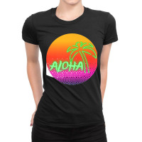 Aloha Hawaii Hawaiian Island Palm Beach Surfboard Sunset Premium Ladies Fitted T-shirt | Artistshot