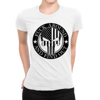 Fuck Around And Find Out Usa Military American Flag Skull T Shirt Ladies Fitted T-shirt | Artistshot