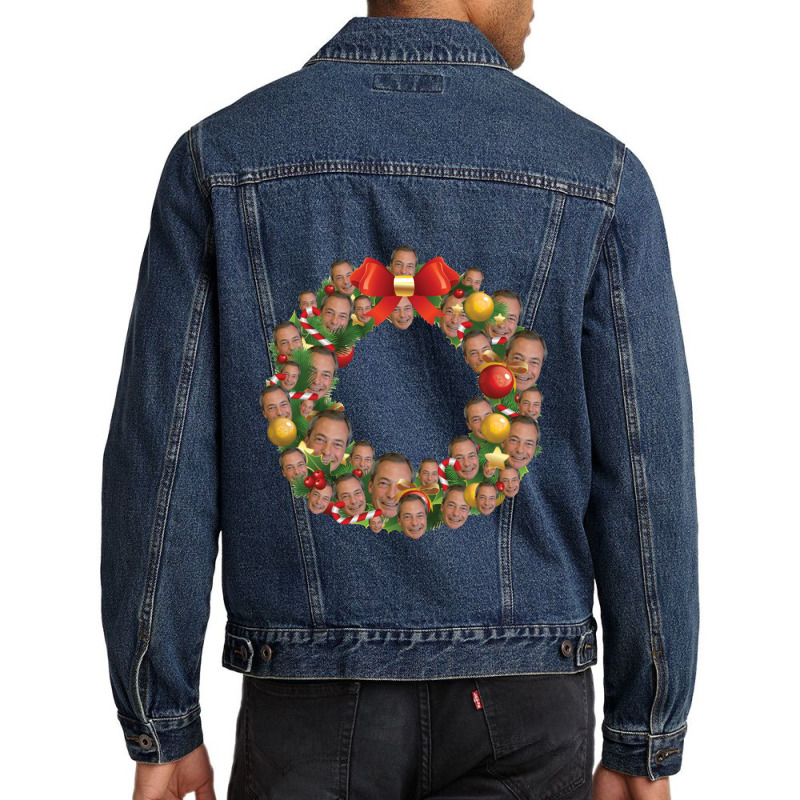 Nigel Farage Ukip Multiface Christmas Wreath Men Denim Jacket by bungamekkar | Artistshot