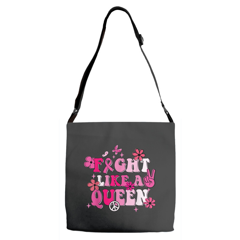 Fight Like A Queen Breast Cancer Warriors Flower Retro Adjustable Strap Totes | Artistshot