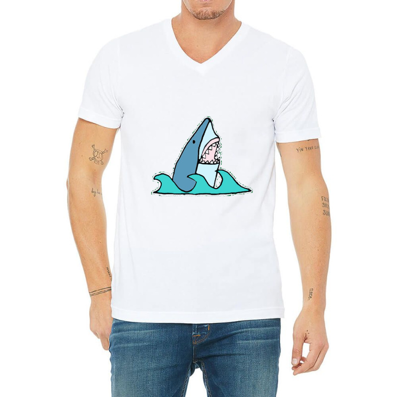 Shark In Water V-neck Tee | Artistshot