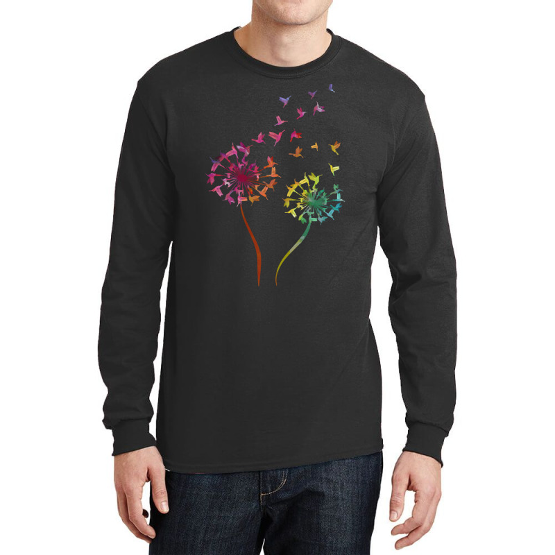 Flower Dandelion Hummingbird T  Shirt Tie Dye Dandelion Hummingbird Fl Long Sleeve Shirts by jortiz790 | Artistshot