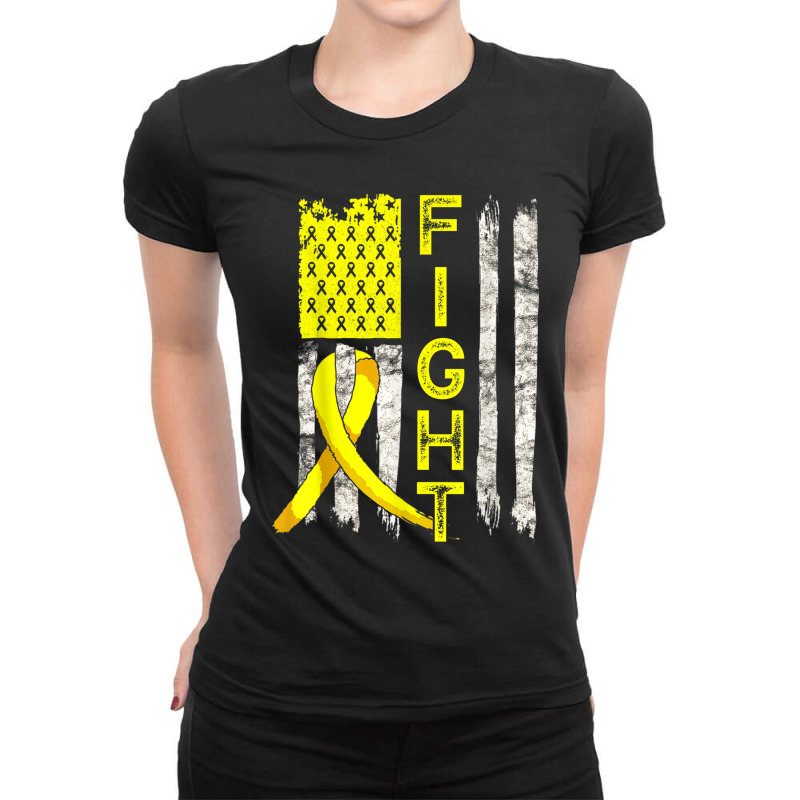 Fight Sarcoma Cancer Awareness American Flag Bone Cancer Ladies Fitted T-Shirt by LaytonDesign | Artistshot